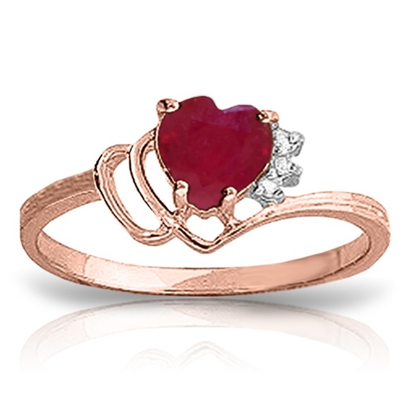 Galaxy Gold Products Jewelry - 14K. SOLID GOLD RING WITH NATURAL DIAMONDS & RUBY